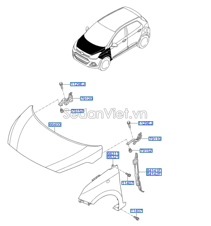 Nắp capo trước Hyundai i10 Grand 2014-2016