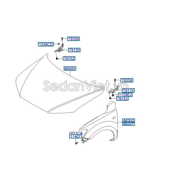 Bản lề capo Hyundai Santafe 2010