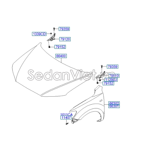 Bản lề capo Hyundai Santafe 2010
