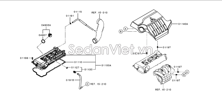 Nắp đổ dầu động cơ Mitsubishi Attrage 2014-2018