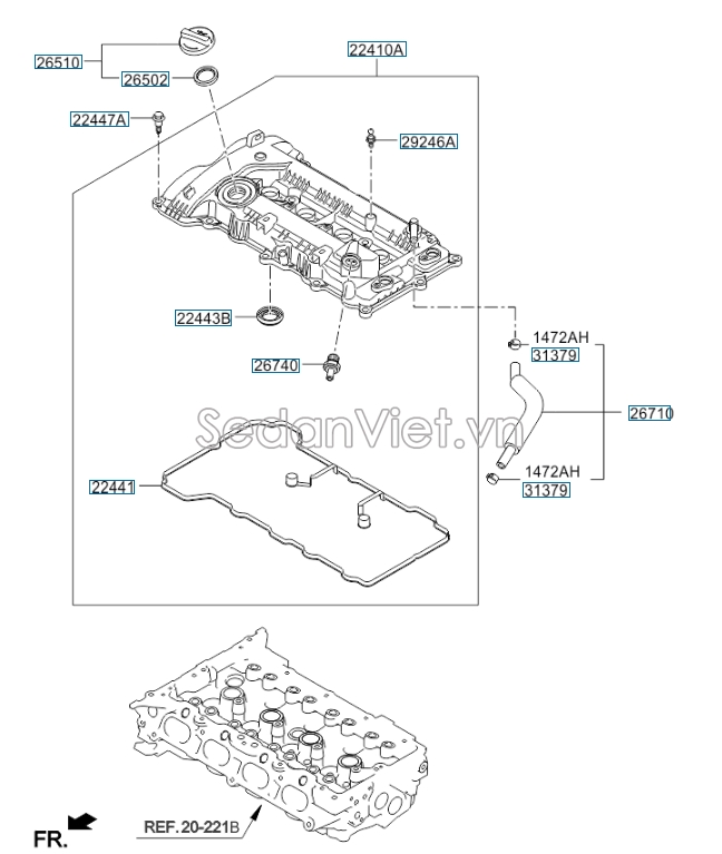 Nắp đổ dầu dàn cam KIA Morning Si 2015