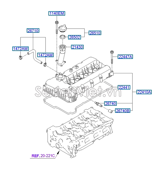 Nắp đổ dầu dàn cam KIA Morning 2015