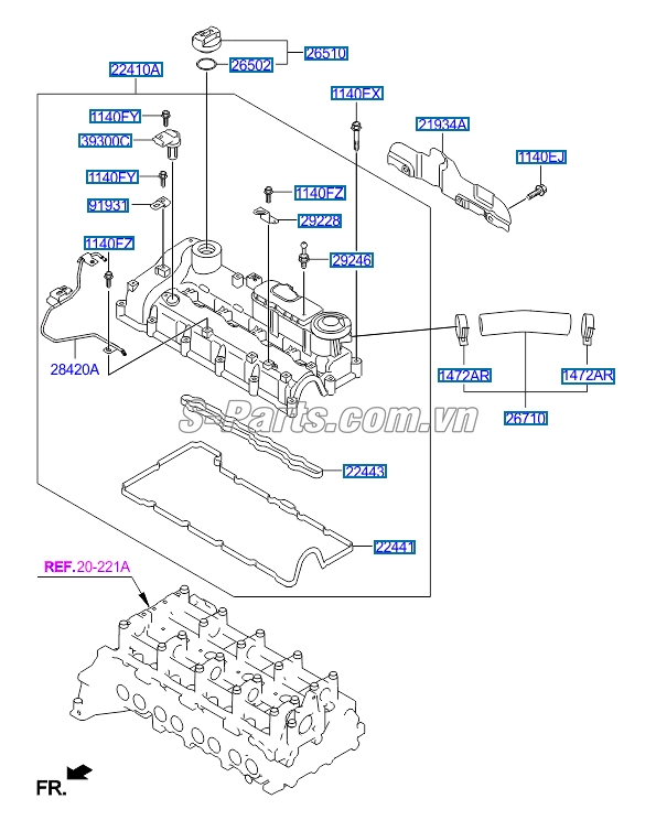 Gioăng dàn cò Hyundai Santafe 2013-2015