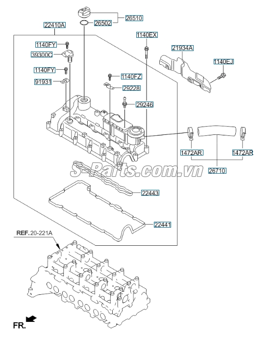 Gioăng dàn cò Hyundai Santafe 2013-2015
