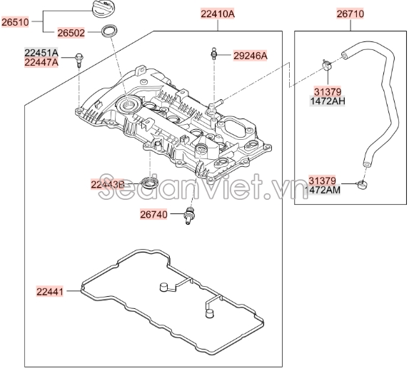 Nắp đổ dầu dàn cam KIA Morning Si 2015