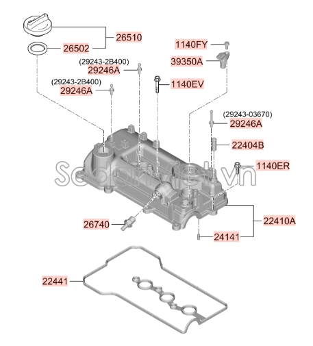 Nắp đổ dầu dàn cam KIA Morning Si 2015