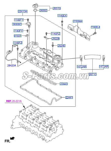 Gioăng dàn cò Hyundai Santafe 2013-2015