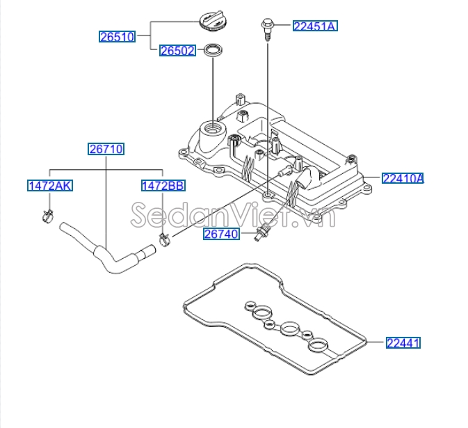 Nắp đổ dầu dàn cam KIA Morning Si 2015