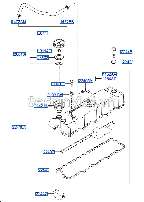 Gioăng nắp dàn cò  Hyundai Grand Starex 2008-2013