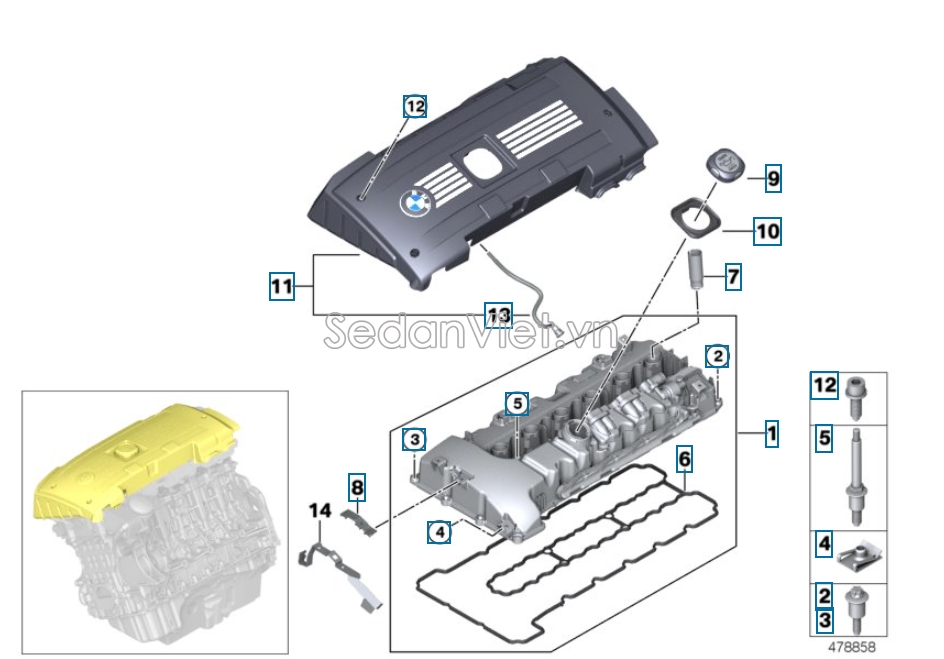 Gioăng nắp dàn cam BMW X6 2008