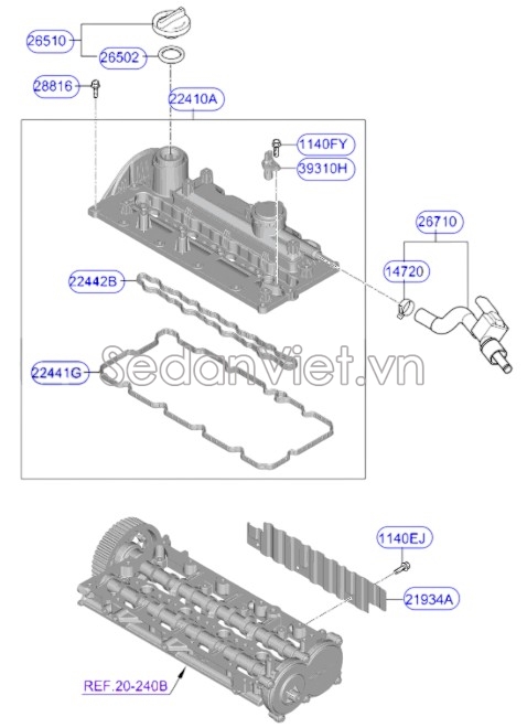 Gioăng nắp đổ dầu giàn cò KIA Morning Si 2015