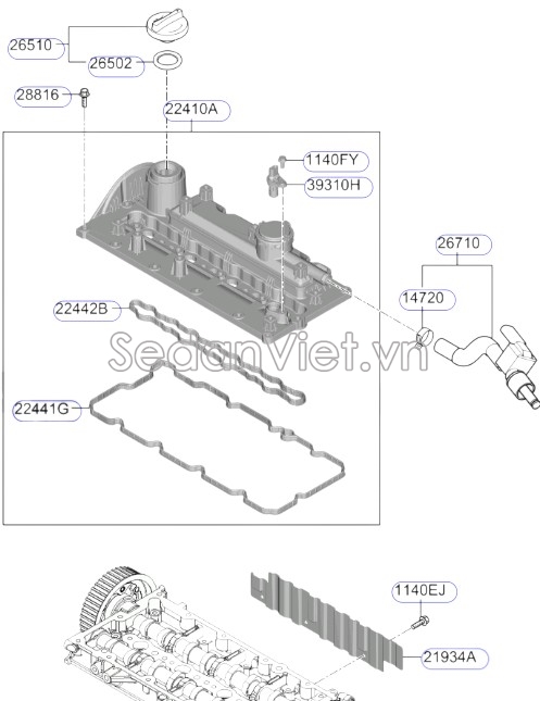 Gioăng nắp đổ dầu giàn cò KIA Morning Si 2015