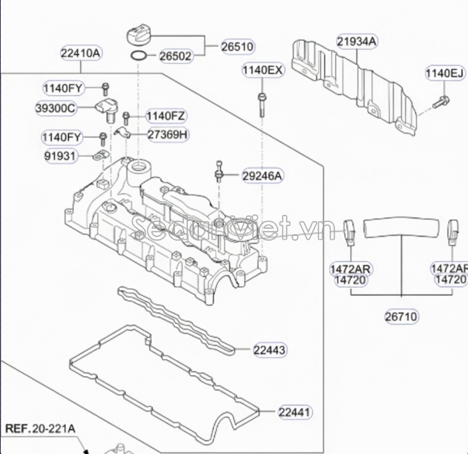 Gioăng nắp đổ dầu giàn cò KIA Morning Si 2015