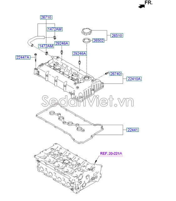 Gioăng nắp đổ dầu giàn cò KIA Morning 2012-2014