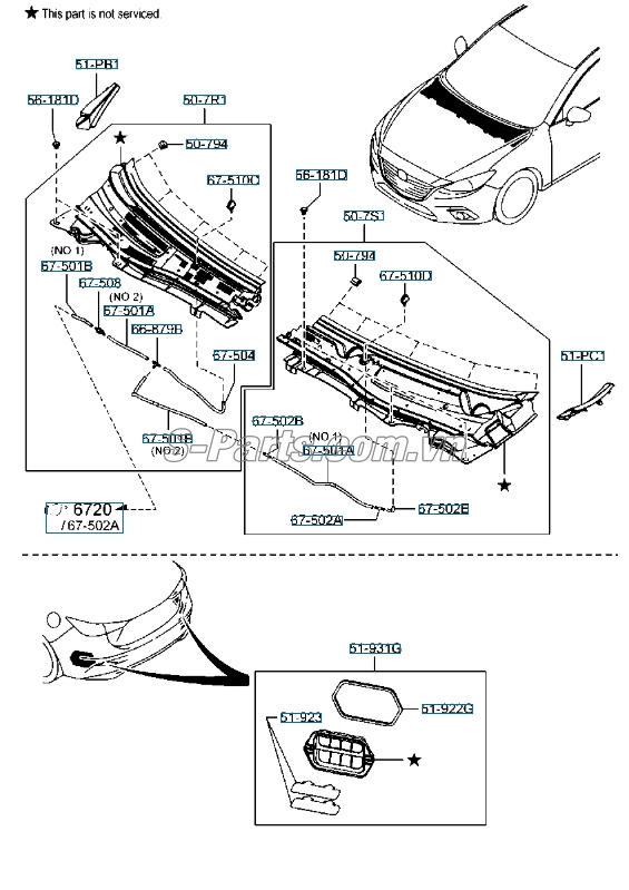 Vòi phun nước rửa kính Mazda 3 2017-2019
