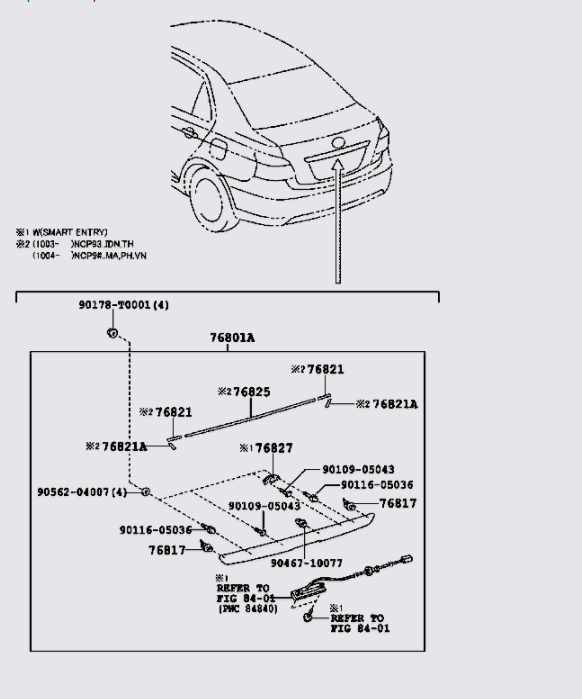 Nẹp cốp sau Toyota Vios 2008-2013