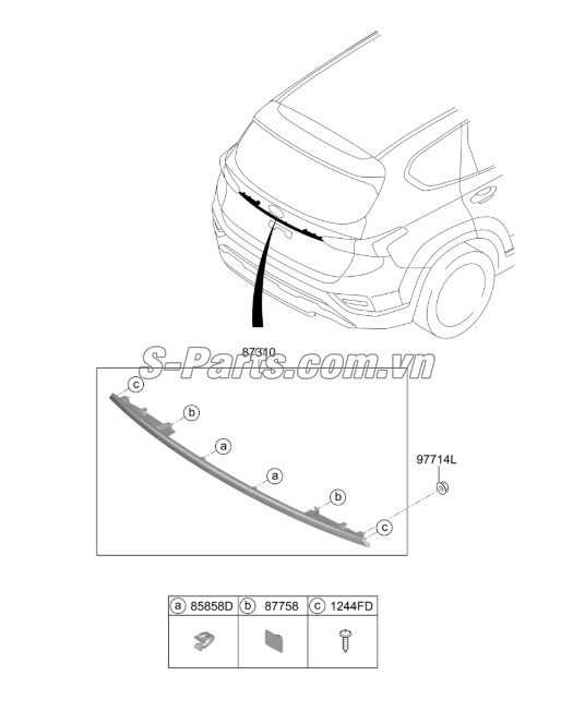 Nẹp mạ cốp hậu Hyundai Santafe 2019