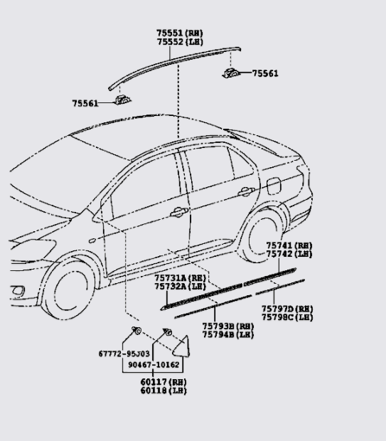 Ốp tam giác chân gương Toyota Vios 2008-2013