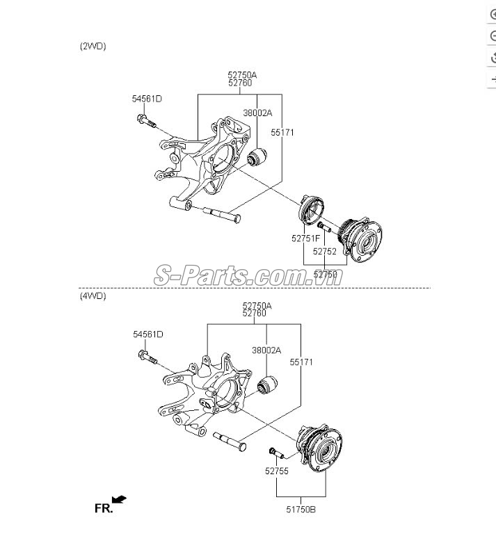 Cao su cân bằng moay ơ sau Hyundai Santafe 2010-2012