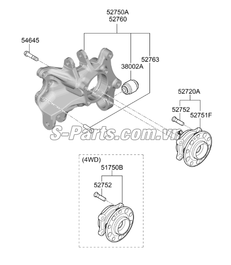 Ngõng moay ơ Hyundai Santafe 2019
