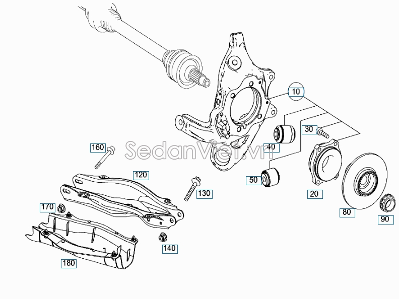 Cao su giữa càng i Mercedes-Benz S500 2016