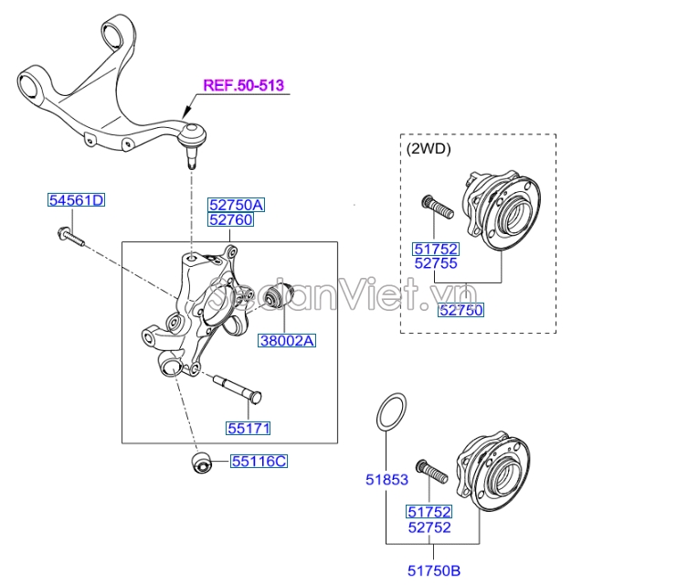 Ngõng may ơ Hyundai Santafe 2010