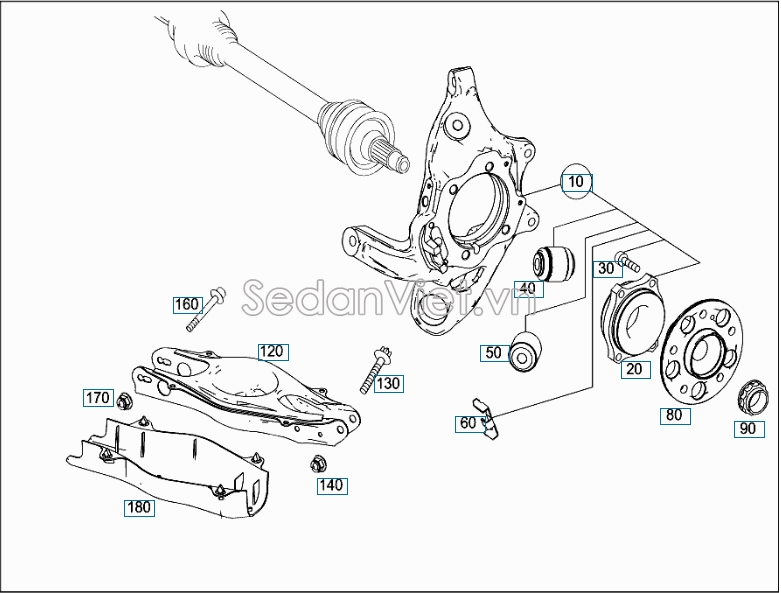 Cao su giữa càng i Mercedes-Benz S500 2016