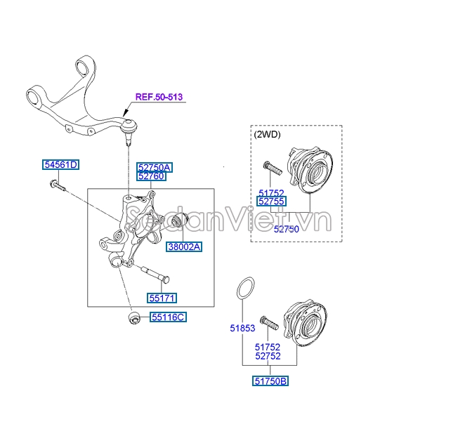 Ngõng may ơ Hyundai Santafe 2010