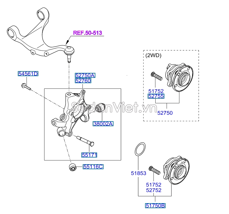 Ngõng may ơ Hyundai Santafe 2010