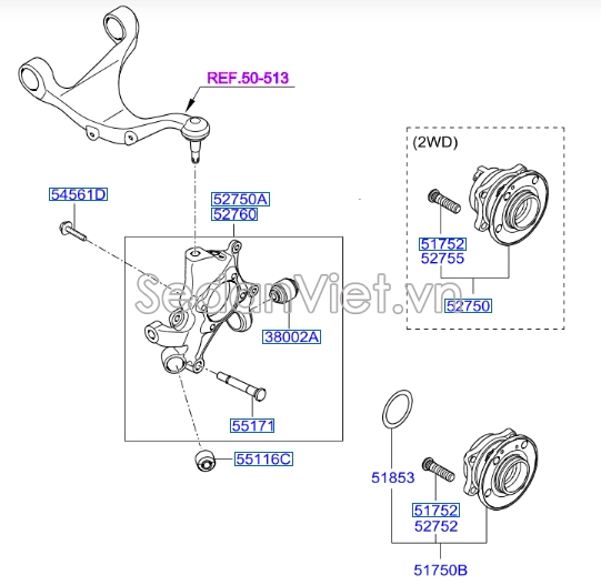 Ngõng may ơ Hyundai Santafe 2010