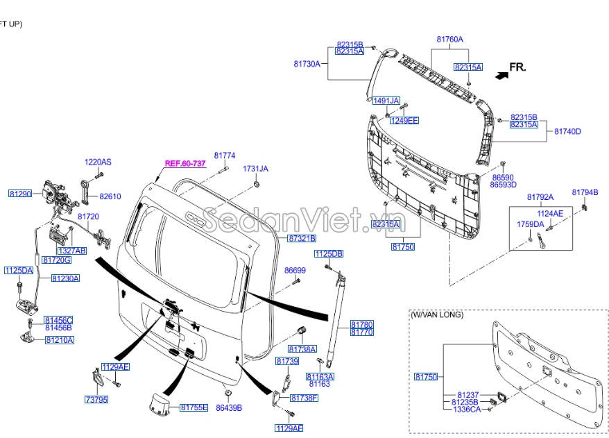 Gioăng cửa hậu Hyundai Starex 2014-2016