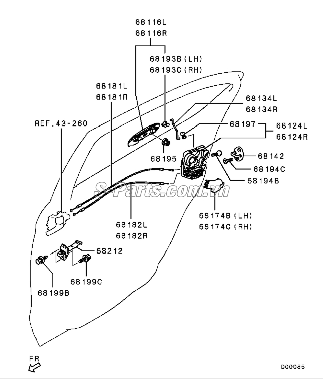 Chốt cửa Mitsubishi Triton 2010-2013