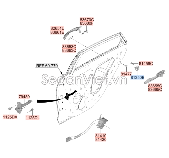 Chốt khóa cửa Hyundai Santafe 2019-2021