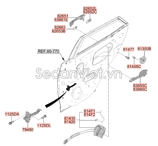 Chốt khóa cửa Hyundai Santafe 2019-2021