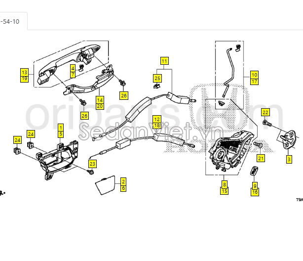 Ổ khóa ngậm cánh cửa Honda CR-V 2013-2014