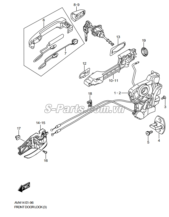 Dây điện khóa cánh cửa trước Suzuki New Ertiga 2016-2017