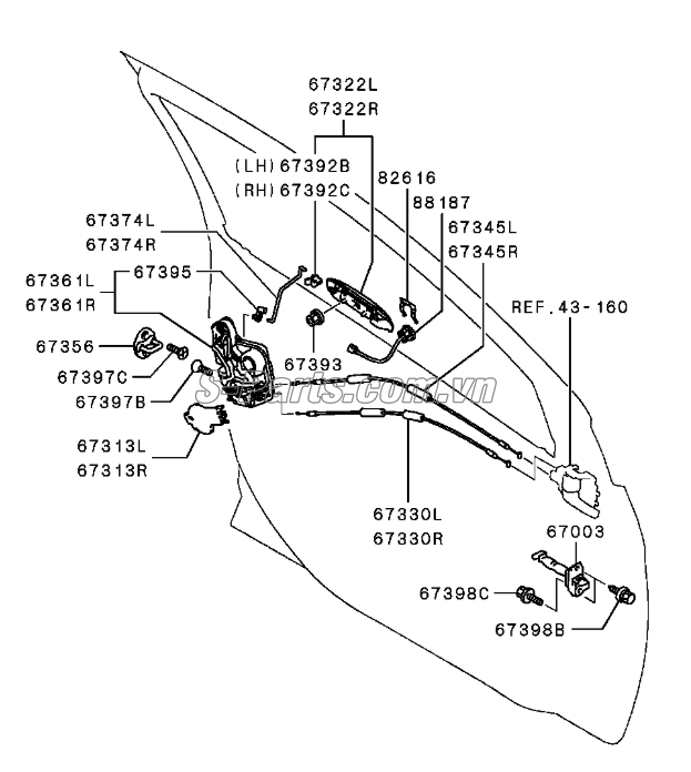 Chốt cửa Mitsubishi Triton 2010-2013