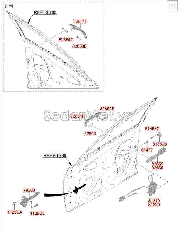 Chốt khóa cửa Hyundai Santafe 2019-2021