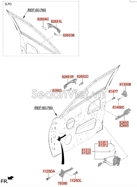 Chốt khóa cửa Hyundai Santafe 2019-2021