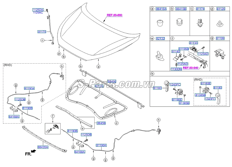 Ổ khóa ngập capo Hyundai Tucson 2015