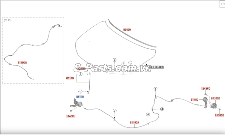 Đế tay mở nắp capo KIA Morning 2012-2014