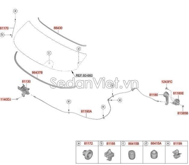 Đế tay mở nắp capo KIA Morning 2012-2014