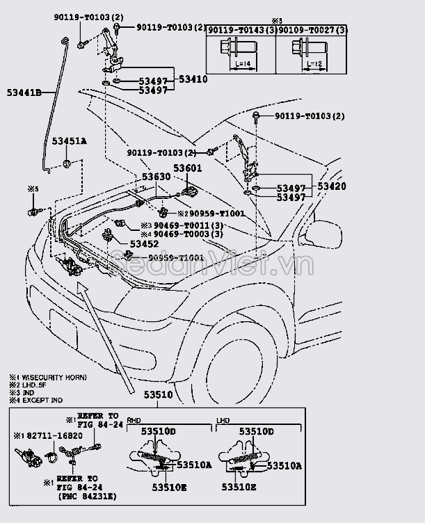 Ti chống nắp capo Toyota Fortuner 2009-2012