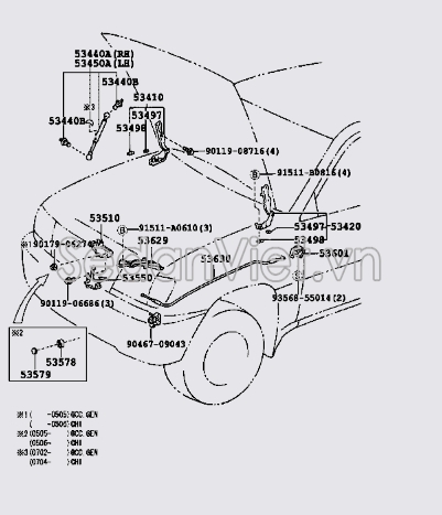 Ti chống nắp capo trước Toyota Land Cruiser 1998-2007