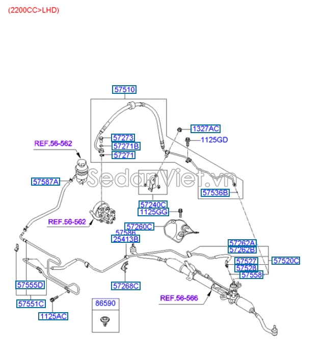 Ống ti ô trợ lực lái Hyundai Santafe 2010-2012