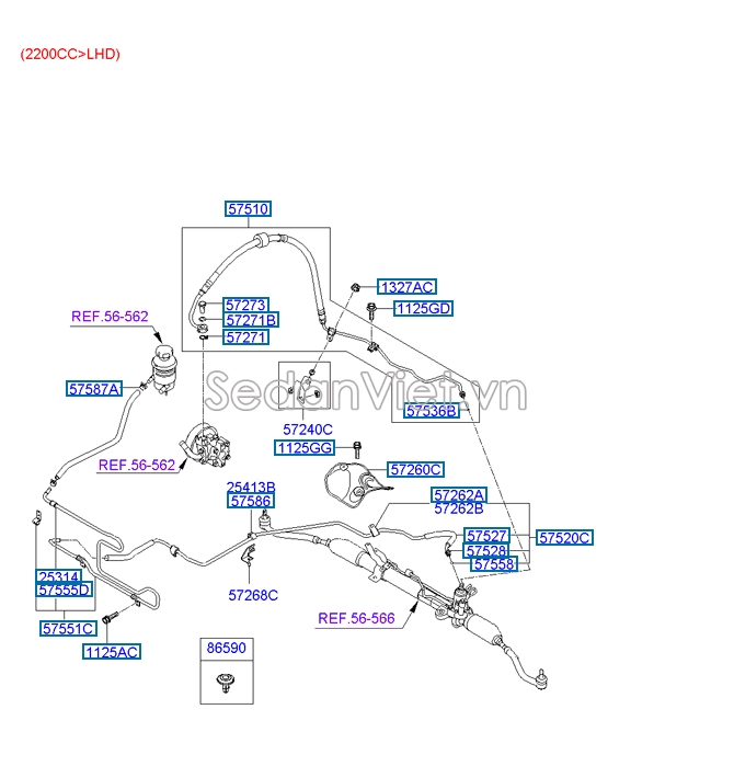 Ti ô trợ lực lái Hyundai Santafe 2006-2008