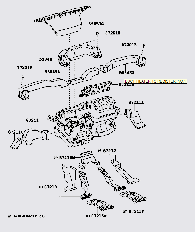 Ống chia gió điều hòa trung tâm Toyota Fortuner 2009-2012