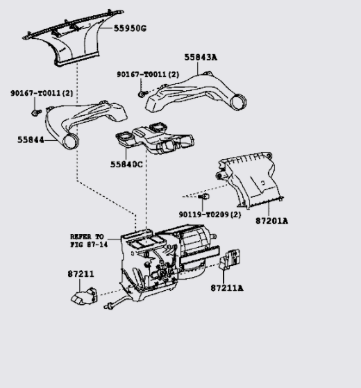 Ống chia gió điều hòa trung tâm Toyota Vios 2008-2013