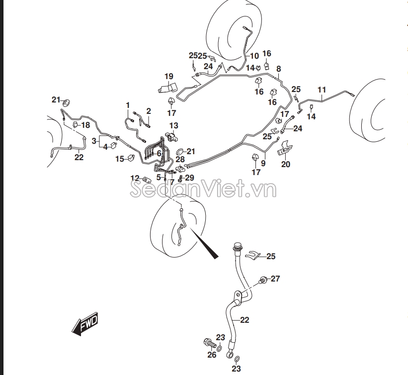 Ống dầu phanh bánh trước Suzuki Ertiga 2018