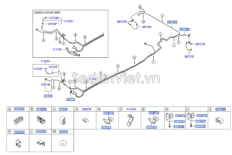 Ống dẫn xăng Hyundai Santafe 2006-2008